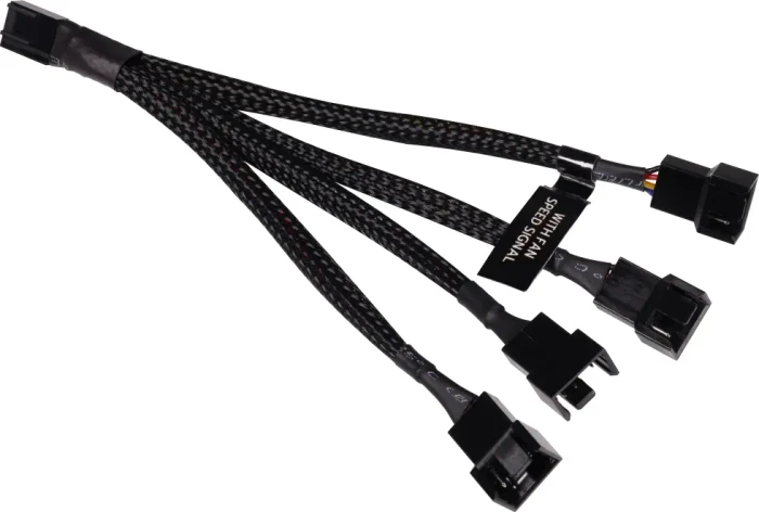 Alphacool 4-Pin auf 4x 4-Pin Verteiler, sleeved, 15cm, schwarz