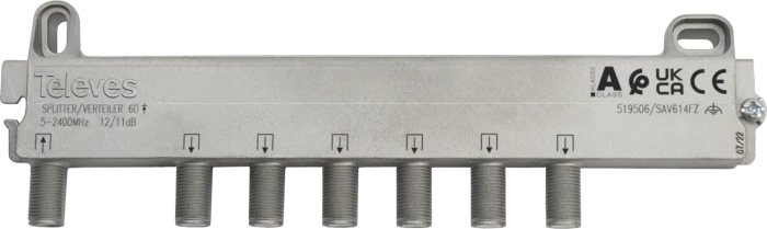 Televes SAV 614 FZ 6-fach F-Verteiler 5...2400 MHz 12/11 dB