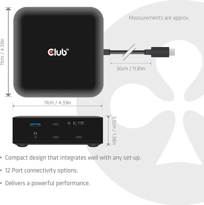 Club 3D 12-in-1 Quad DisplayLink Docking Station, USB-C 3.1 [Stecker]