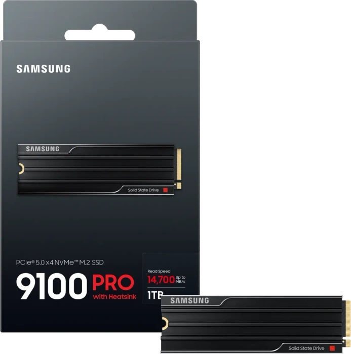 Samsung SSD 9100 PRO 1TB, M.2 2280 / M-Key / PCIe 5.0 x4, Kühlkörper