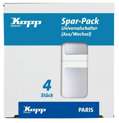 Kopp Paris Profi-Pack: 4 Universalschalter, silber