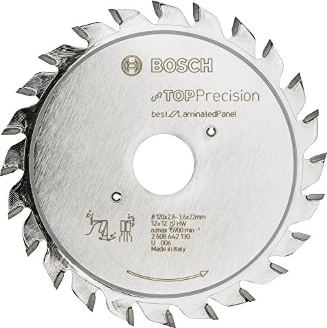 Bosch Professional Top Precision Best for Laminated Panel Kreissägeblatt 24Z, 120x3.6x22mm, 1 Stück