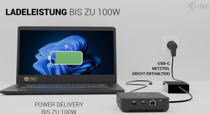 i-tec DP Dual HDMI Docking Station with Power Delivery 100 W, USB-C 3.1 mit DisplayPort 1.4 [Stecker]