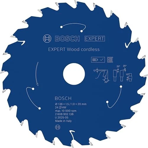 Bosch Professional Expert Wood Cordless Kreissägeblatt 24Z, 136x1x20mm, 1 Stück