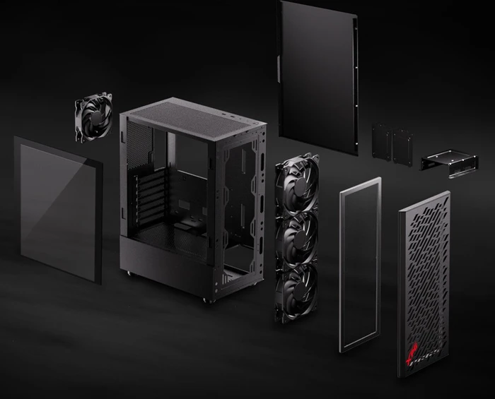 ADATA XPG Valor Air, schwarz, Glasfenster