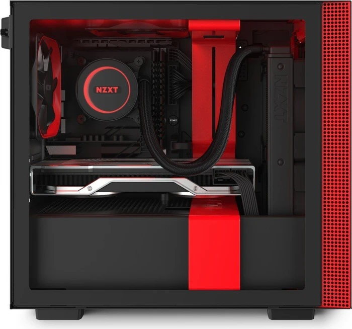 NZXT H210i, schwarz/rot, Glasfenster, Mini-ITX