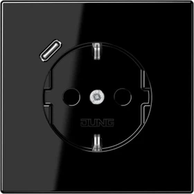 Jung SCHUKO-Steckdose mit USB-Ladegerät Safety+, schwarz