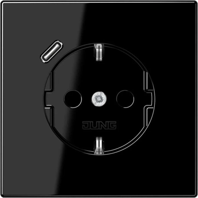 Jung SCHUKO-Steckdose mit USB-Ladegerät Safety+, schwarz