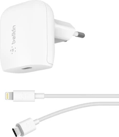 Belkin BoostCharge 18W USB-C PD Netzladegerät + USB-C/Lightning-Kabel weiß