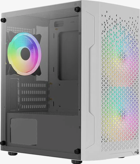 AeroCool Trinity Mini White, weiß, Lüfter LED RGB, Glasfenster