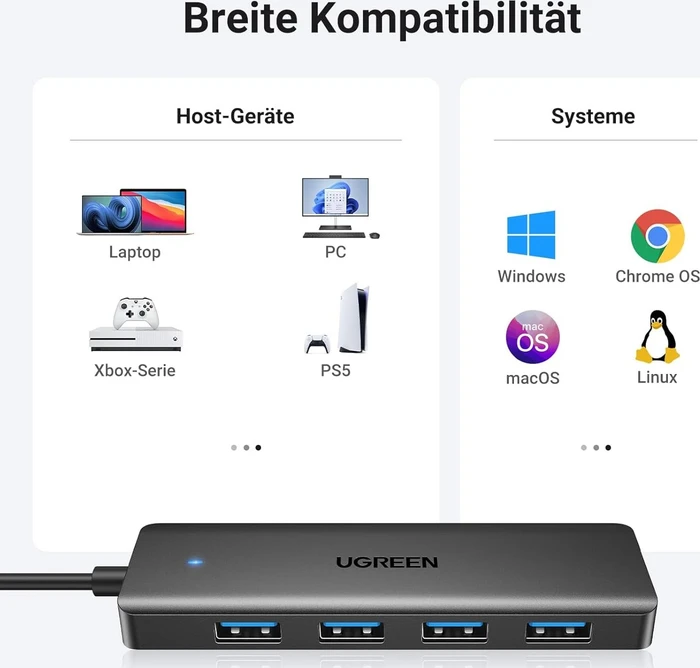 Ugreen 4-Port USB Hub, USB-A 3.0 [Stecker]