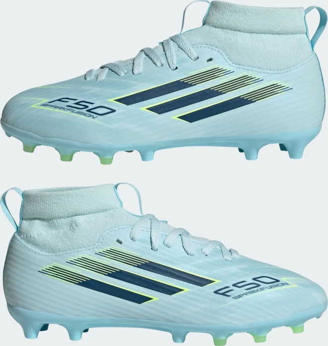 adidas F50 Sparkfusion League Mid Cut FG/AG almost blue/dusky petrol/hi-res yellow (Junior)