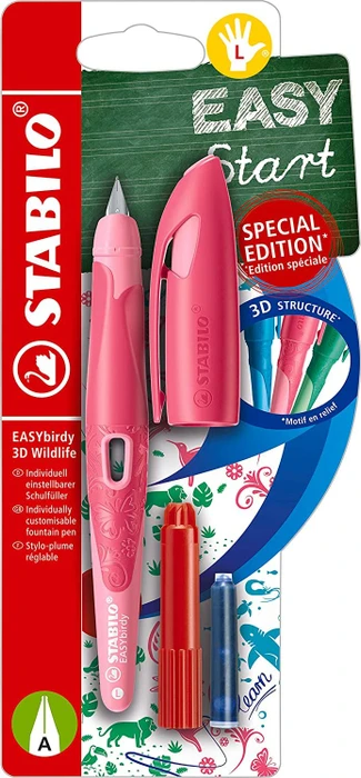 STABILO EASYbirdy 3D Wildlife Special Edition rosa, linke Hand, Anfänger, Blister