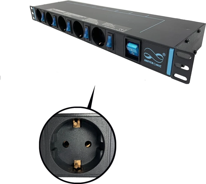 Infitronic 19" PDU Steckdosenleiste, 1HE, 13-fach, 250V, schwarz, 2m