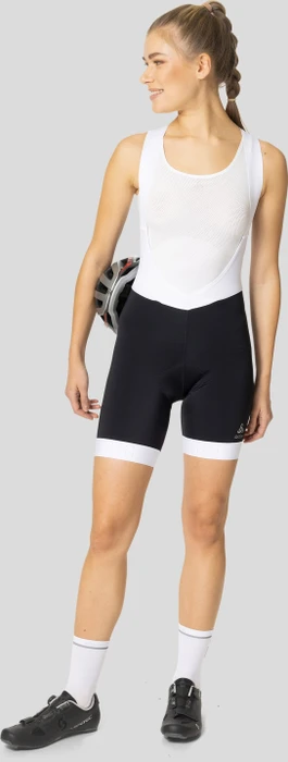 Odlo Zeroweight Tights Bib Fahrradhose kurz weiß/schwarz (Damen)