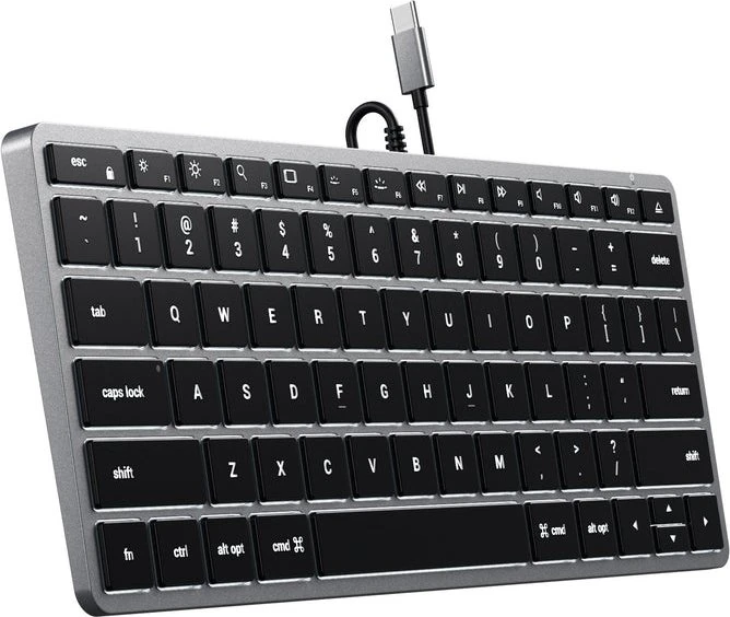 Satechi Slim W1 Wired Backlit Keyboard, -C, schwarz/grau, USB, US
