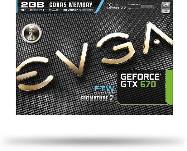 EVGA GeForce GTX 670 FTW Signature 2, 2GB GDDR5, 2x DVI, HDMI, DP