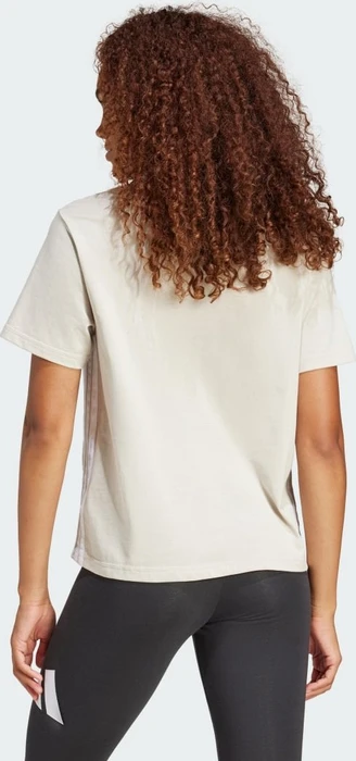 adidas Essentials 3-Streifen Cotton T-Shirt kurzarm beige/weiß (Damen)