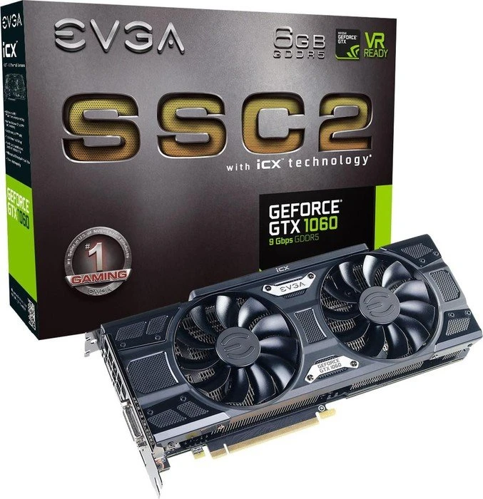 EVGA GeForce GTX 1060 SSC2 Gaming 9Gbps, 6GB GDDR5, DVI, HDMI, 3x DP