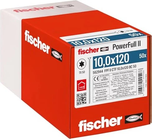 fischer PowerFull FPFII CTF 10.0x120 BC 50 Vollgewindeschraube, 10x120mm, 50 Stück