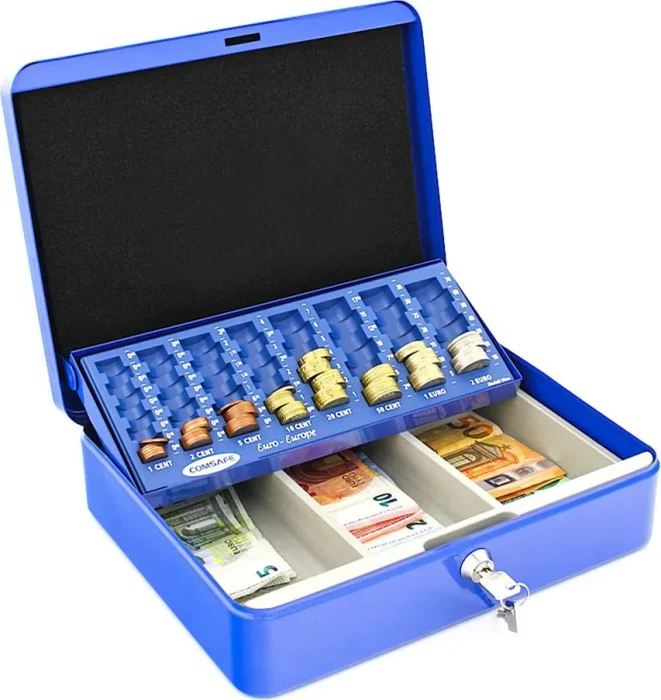 Rottner Wien Geldkassette, blau, Schlüsselschloss
