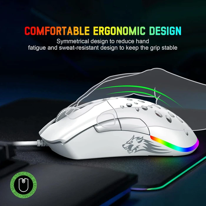 Ziyou Lang D19 RGB Gaming Mouse weiß, USB