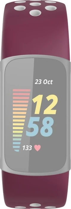 Hama Ersatzarmband für Fitbit Charge 5 Silikon grau/rot