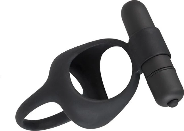 You2Toys Black Velvets Cock & Ball Ring + Vibe