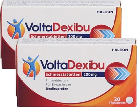 Haleon VoltaDexibu 200mg Schmerztabletten, 40 Stück (2x 20 Stück)