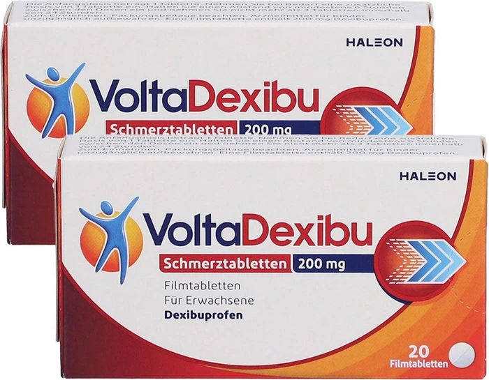 Haleon VoltaDexibu 200mg Schmerztabletten, 40 Stück (2x 20 Stück)