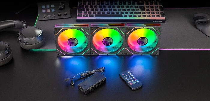 Mars Gaming MF-3D Pro Kit, schwarz, LED-Steuerung, Fernbedienung, Lüftersteuerung, 120mm, 3er-Pack