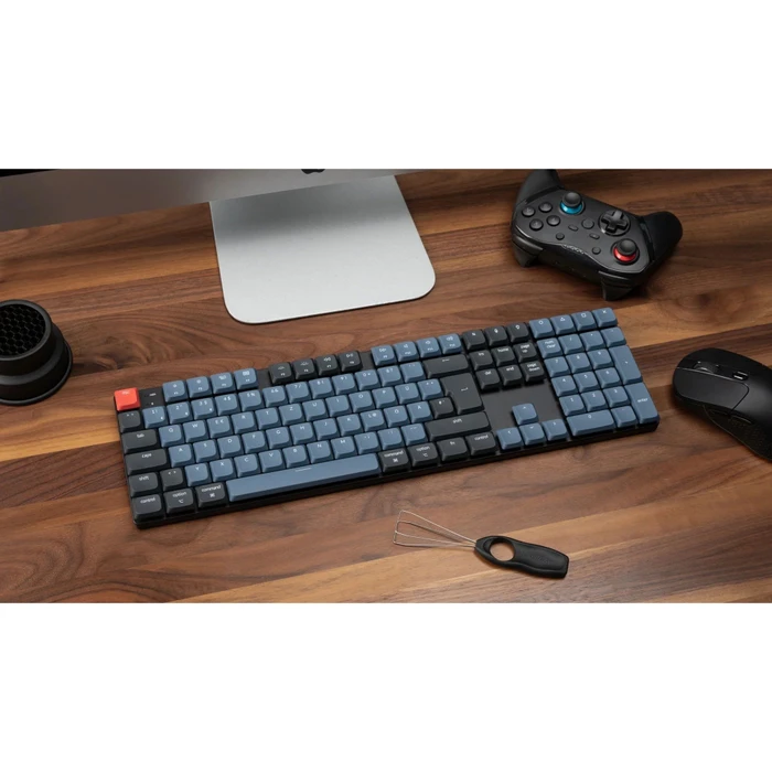 Keychron K5 Pro, PBT, schwarz/blaugrau, LEDs RGB, hot-swap, Gateron LOW PROFILE 2.0 RED, USB/Bluetooth, DE