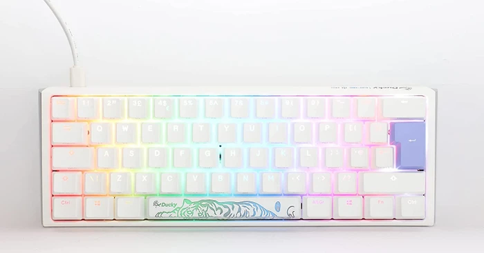 Ducky One 3 Mini PBT, LEDs RGB, Pure White, MX RGB RED, USB, DE