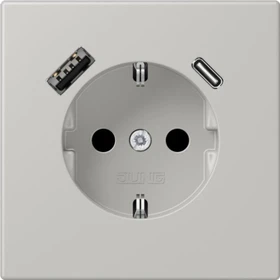 Jung Serie LS SCHUKO-Steckdose mit USB-Ladegerät Safety+, gris clair 31