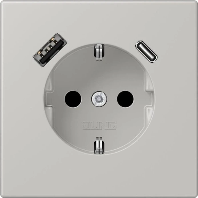 Jung Serie LS SCHUKO-Steckdose mit USB-Ladegerät Safety+, gris clair 31