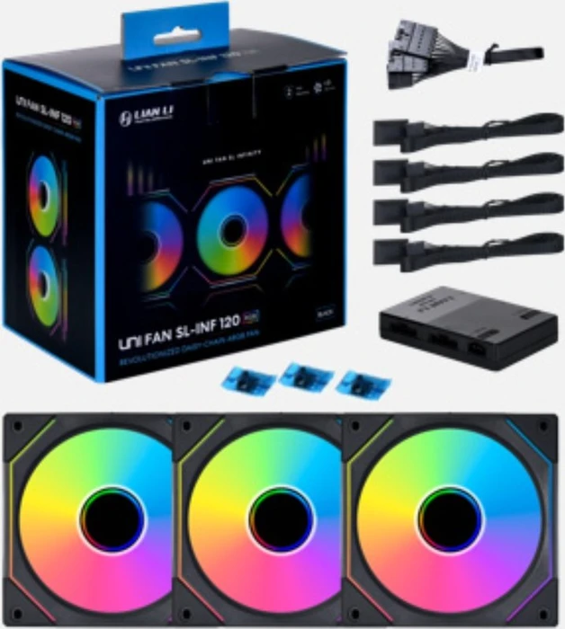 Lian Li Uni Fan SL-Infinity SL-INF120 ARGB, schwarz, LED-Steuerung, Lüftersteuerung, 120mm, 3er-Pack