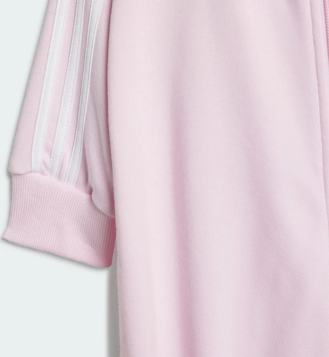 adidas Essentials 3-Streifen French Terry Einteiler Jumpsuit clear pink/white (Junior)