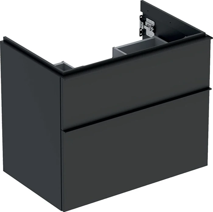 Geberit iCon Unterschrank für Handwaschbecken mit 2 Schubladen 74cm, Korpus und Front: lava/lackiert matt, Griff: lava/pulverbeschichtet matt