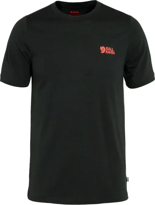 Fjällräven Abisko Wool Logo Funktionsshirt kurzarm schwarz (Herren)