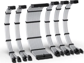 EZDIY-FAB Cable Extension Kit, 1x 24-Pin, 2x 4/8-Pin ATX, 3x 8-Pin PCIe, 16AWG, weiß/schwarz