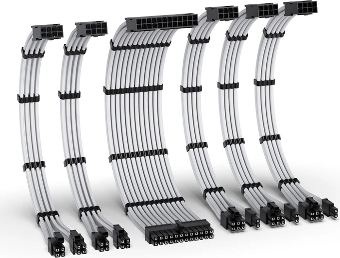 EZDIY-FAB Cable Extension Kit, 1x 24-Pin, 2x 4/8-Pin ATX, 3x 8-Pin PCIe, 16AWG, weiß/schwarz