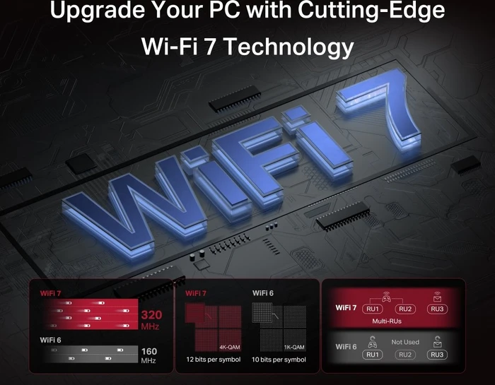 Mercusys WLAN-Adapter, Wi-Fi 7, BE9300, 2.4GHz/5GHz/6GHz WLAN, Bluetooth 5.4, PCIe x1