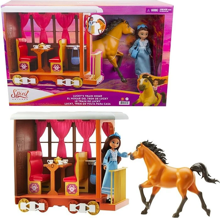 Mattel Spirit Untamed - Zug-Abenteuer Spielset mit Puppe Lucky