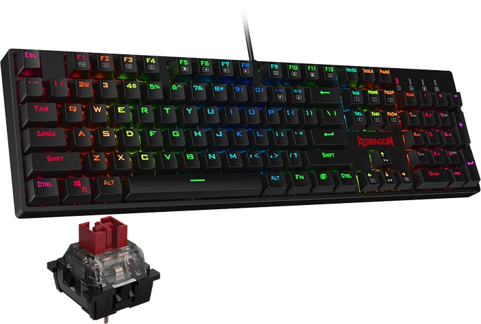 Redragon K582 Surara, LEDs RGB, hot-swap, Outemu Red, USB, US