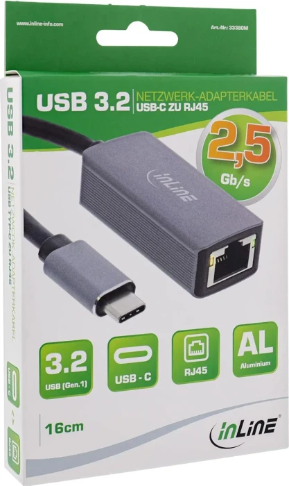 InLine 2.5G LAN-Adapter, RJ-45, USB-C 3.0 [Stecker]