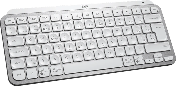 Logitech MX Keys Mini, LEDs weiß, Logi Bolt, Pale Gray, weiß/grau, USB/Bluetooth, CH