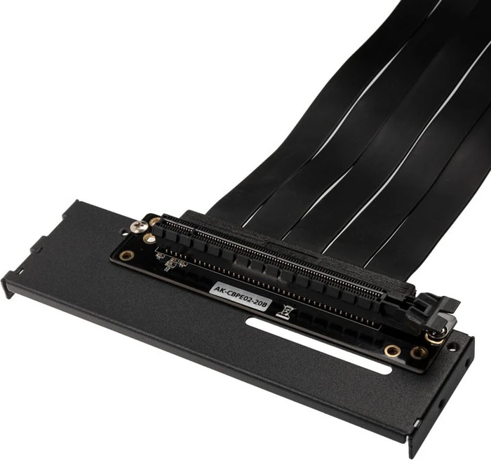 Akasa Riser Black Pro, Riser Card Cable, inkl. PCI-Slot Blende, gewinkelt, PCIe 3.0, 200mm
