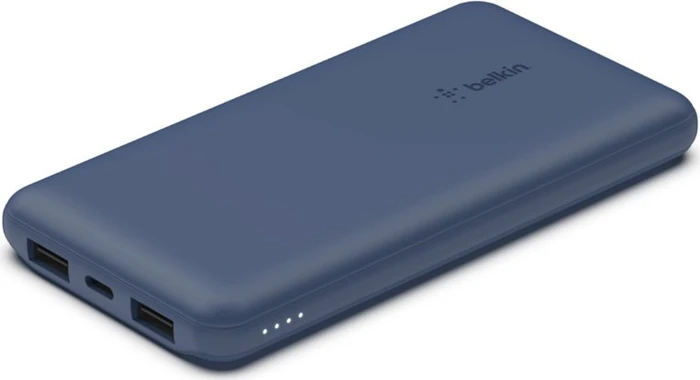 Belkin BoostCharge 3-Port Power Bank 10K + USB-A/USB-C Cable blau
