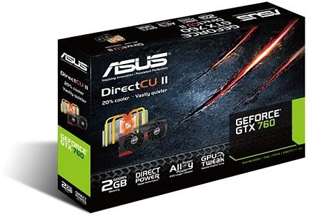 ASUS GeForce GTX 760 DirectCU II, GTX760-DC2-2GD5, 2GB GDDR5, 2x DVI, HDMI, DP
