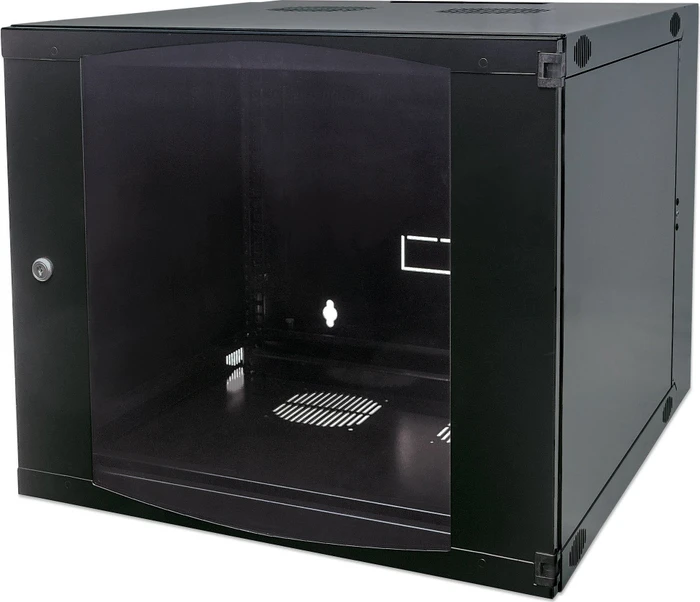 Intellinet Wandschrank 9HE, mit Schwenkrahmen, Sicherheitsglastür, schwarz, 450mm tief